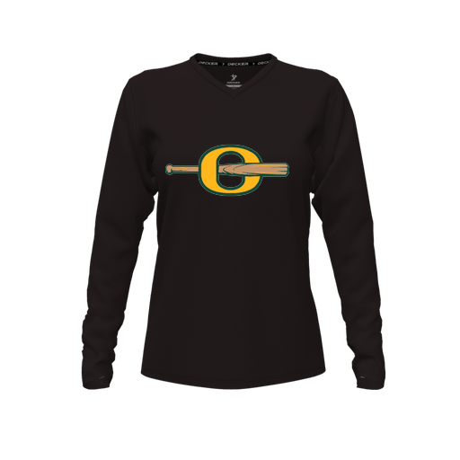 [CUS-DFW-TEES-CMF-VNK-LSL-BLK-FYXS-LOGO3] Decker Comfort T-Shirt (Female Youth XS, Black, V Neck, Logo 3, Long Sleeve)