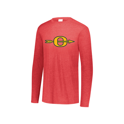 [FTLCUBRD-YS-LOGO1] Decker Youth Tri-Blend T-Shirt - Long Sleeve (Youth S, Red, Logo 1)